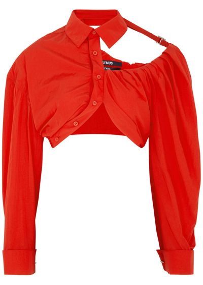 Jacquemus La Chemise Galliga Cropped Shell Shirt In Red