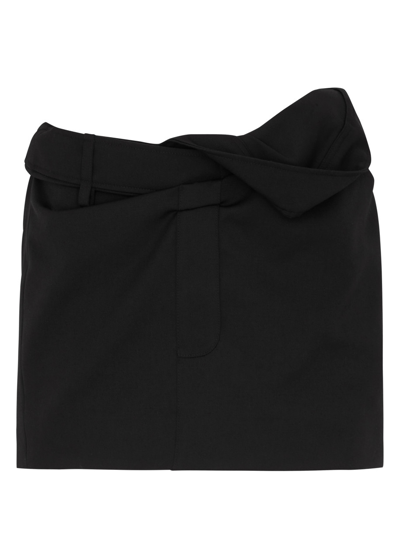 Jacquemus La Mini Jupe Bahia Wool Mini Skirt In Black