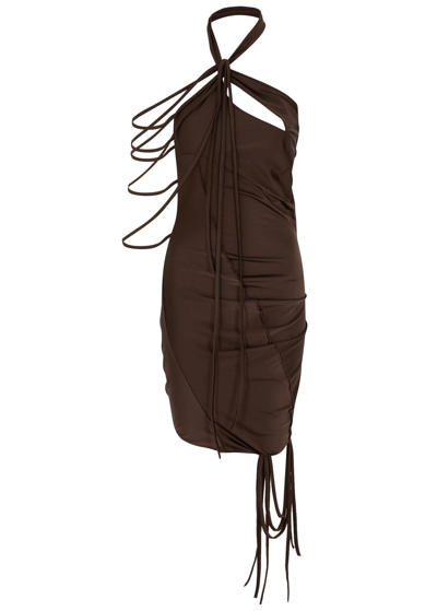 Coperni Asymmetric Multi Strap Dress In Brown