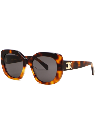 Celine Oversized Oval-frame Sunglasses, Sunglasses, Brown, Oversized