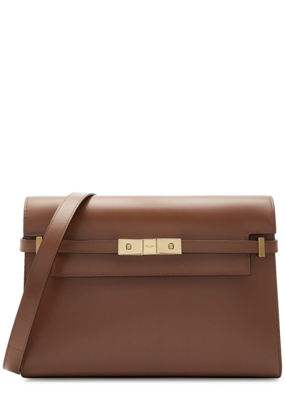 Saint Laurent Manhattan Medium Leather Shoulder Bag In Brown