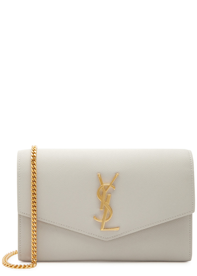 Saint Laurent Envelope Leather Pouch In White