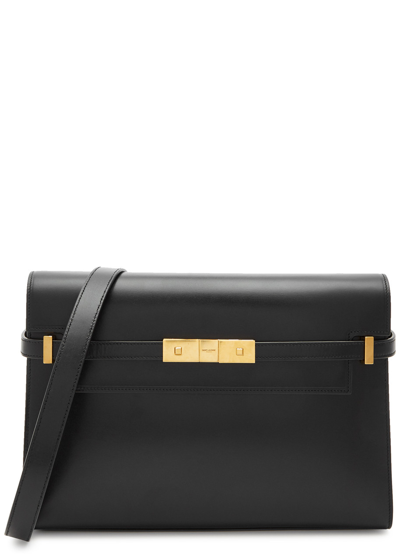 Saint Laurent Manhattan Small Leather Shoulder Bag In Black