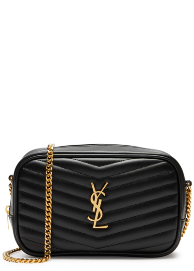 Saint Laurent Lou Mini Leather Camera Bag In Black