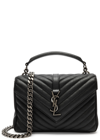 Saint Laurent College Medium Leather Shoulder Bag In Black