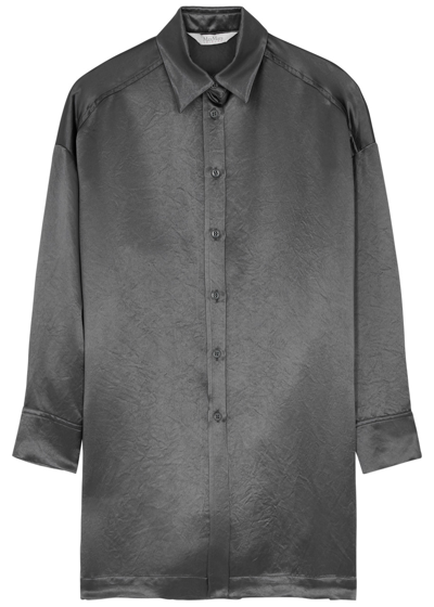Max Mara Bacio Oversized Satin Shirt In Grey