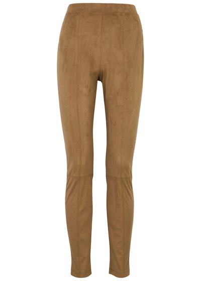 Max Mara Leisure Ebe Faux Suede Slim Pants In Beige