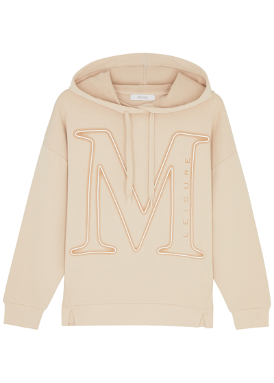 Max Mara Salice Printed Hooded Stretch-cotton Sweatshirt In Neutral