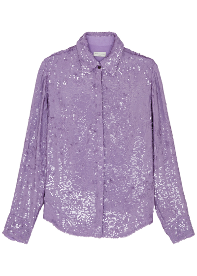 Dries Van Noten Chowy Sequin-embellished Shirt In Purple