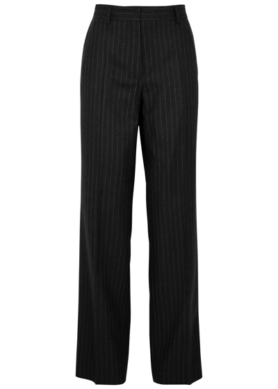Dries Van Noten Pulley Pinstriped Wool Trousers In Black