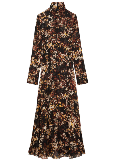 Dries Van Noten Dawn Floral-print Chiffon Maxi Dress In Brown