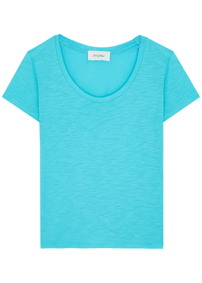 American Vintage Jacksonville Slubbed Cotton-blend T-shirt In Turquoise