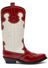 GANNI EMBROIDERED LEATHER COWBOY BOOTS