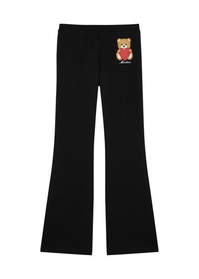 Moschino Kids Printed Flared Stretch-cotton Sweatpants (10-14 Years) In Black