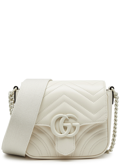 Gucci Gg Marmont Mini Leather Cross-body Bag In White