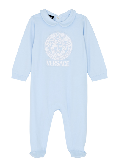 Versace Babies' Medusa Head Stretch-cotton Pyjamas In Blue