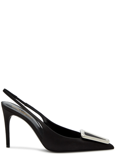 Saint Laurent Farida 85 Satin Slingback Pumps In Black