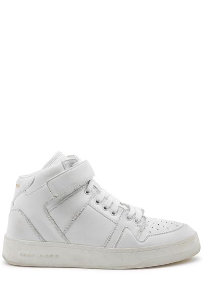 Saint Laurent Jefferson Panelled Leather Sneakers In White