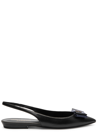 Saint Laurent Anais Leather Slingback Pumps In Black