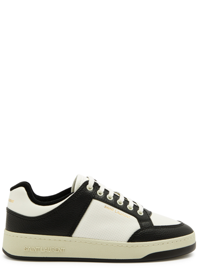 Saint Laurent Sl61 Panelled Leather Sneakers In Black And White