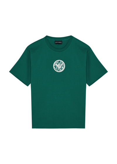 Emporio Armani Kids Logo Cotton T-shirt (4-16 Years) In Green