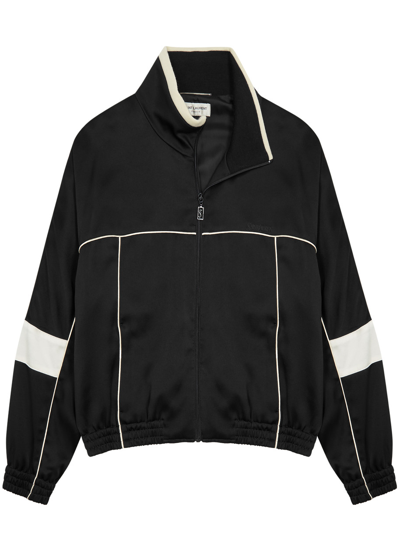 Saint Laurent Satin Track Jacket In Black