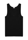 Saint Laurent Cassandre Ribbed Logo-embroidered Wool Tank Top In Black