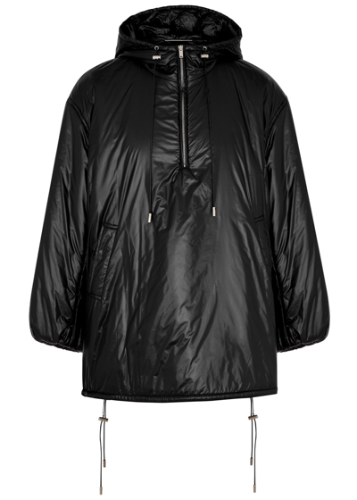 Saint Laurent Cassandre Half-zip Shell Jacket In Black