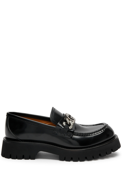 Gucci Harald Gg Leather Loafers In Black