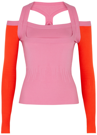 Gimaguas Latte Cut-out Knitted Top In Pink