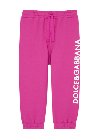 Dolce & Gabbana Kids Logo-print Stretch-cotton Sweatpants In Pink