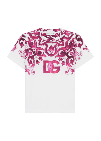 Dolce & Gabbana Kids Printed Logo Cotton T-shirt (6-24 Months) In White