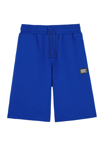 Dolce & Gabbana Kids Logo Cotton Shorts (8-14 Years) In Blue Blue