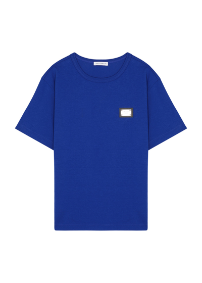 Dolce & Gabbana Kids Logo Cotton T-shirt (2-6 Years) In Blue