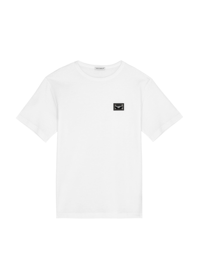 Dolce & Gabbana Kids Logo Cotton T-shirt (8-14 Years) In White
