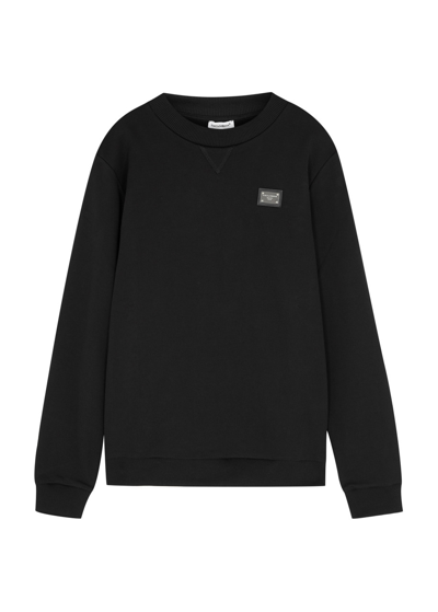 Dolce & Gabbana Kids Logo Cotton Sweatshirt (8-14 Years) In Black