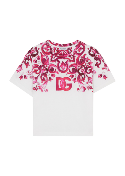 Dolce & Gabbana Kids Printed Logo Cotton T-shirt (2-6 Years) In White Other