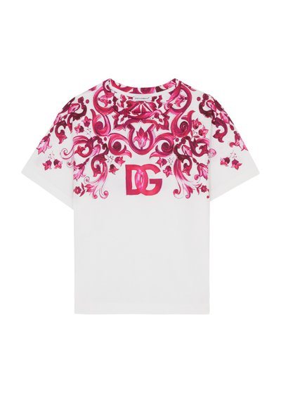 Dolce & Gabbana Kids Printed Logo Cotton T-shirt (8-14 Years) In White Other