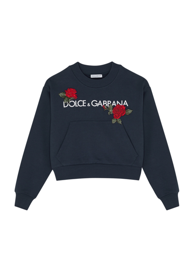 Dolce & Gabbana Kids Logo-print Cotton Sweatshirt (3-6 Years) In Blue