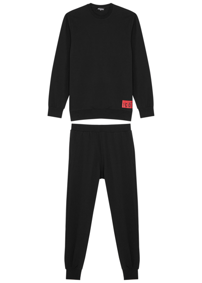 Dsquared2 Kids Logo Stretch-cotton Pyjama Set In Black