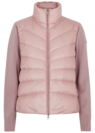 Moncler Quilted Shell And Wool Jacket In Light Pink