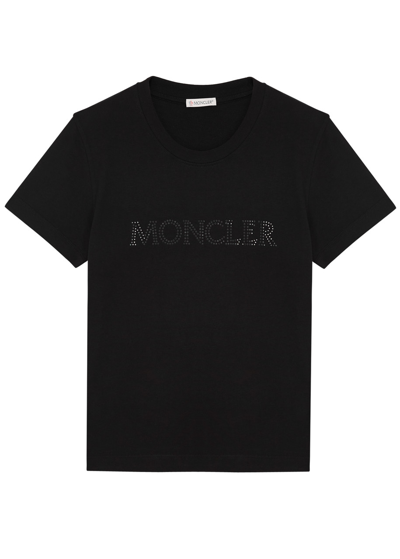 Moncler Logo-embellished Cotton T-shirt In Black