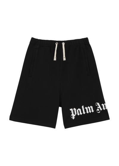 Palm Angels Kids Logo-print Cotton Shorts (4-12 Years) In Black