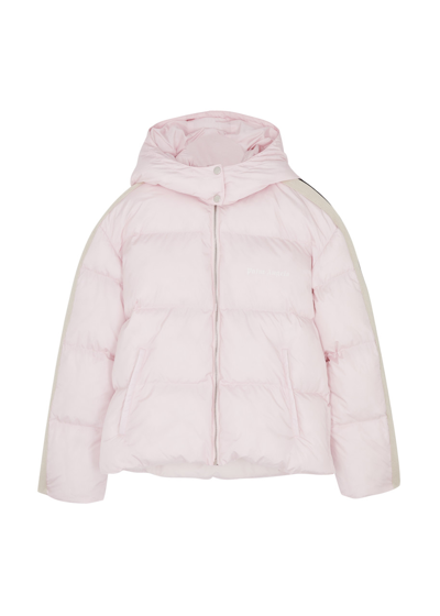 Palm Angels Kids Quilted Striped Shell Jacket In Pattern