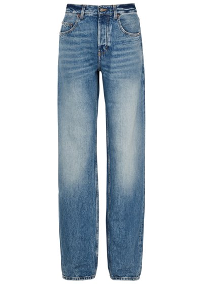 Saint Laurent Faded Wide-leg Jeans In Denim