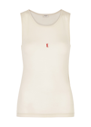 Saint Laurent Logo-embroidered Wool Tank Top In Beige