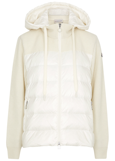 Moncler Quilted Shell And Wool Jacket In White