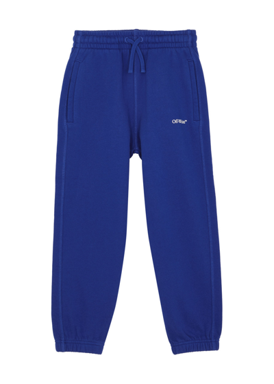 Off-white Kids Stickers Cotton Sweatpants (4-12 Years) In Blue