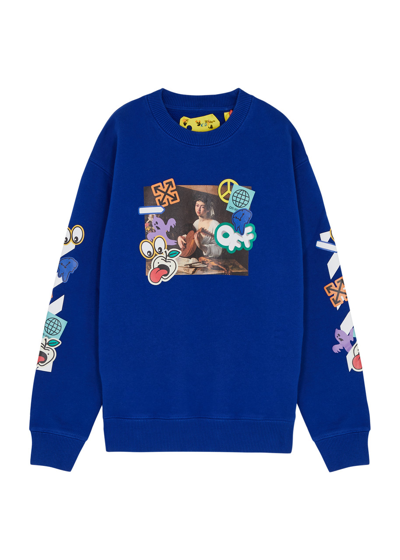Off-white Kids Printed Cotton Sweatshirt In Blue