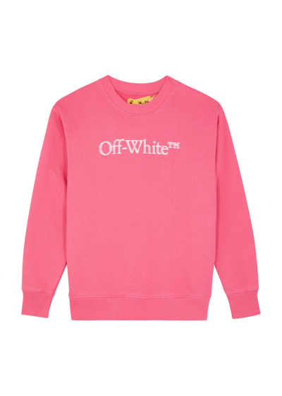 Off-white Kids Bookish Logo Cotton Sweatshirt (4-12 Years) In Pink